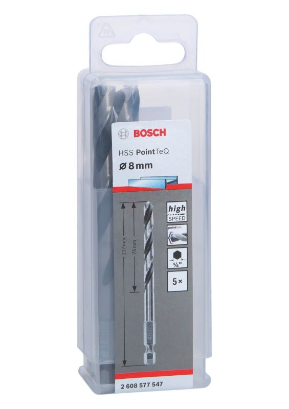 Bosch Metal Matkap Ucu HSS PointTeQ 1/4 İnç Altıgen Şaft 8,0 mm (5 Adet) 