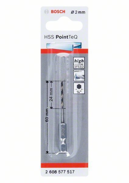 Bosch Metal Matkap Ucu HSS PointTeQ 1/4 İnç Altıgen Şaft 2,0 mm 