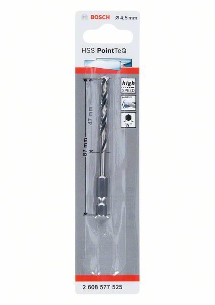 Bosch Metal Matkap Ucu HSS PointTeQ 1/4 İnç Altıgen Şaft 4,5 mm 