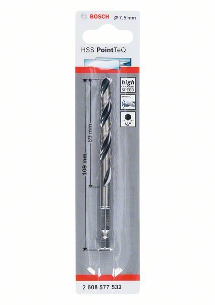 Bosch Metal Matkap Ucu HSS PointTeQ 1/4 İnç Altıgen Şaft 7,5 mm 