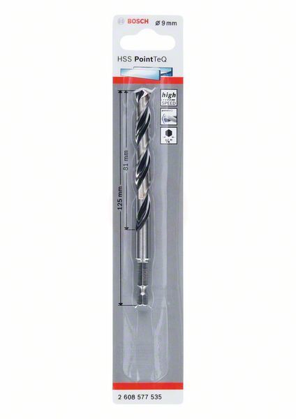 Bosch Metal Matkap Ucu HSS PointTeQ 1/4 İnç Altıgen Şaft 9,0 mm 
