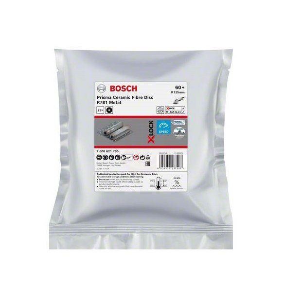 Bosch X-Lock Seramik Fiber Zımpara Diski R781 Prisma 125x22,23 mm 60+ Kum 