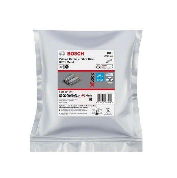 Bosch X-Lock Seramik Fiber Zımpara Diski R781 Prisma 125x22,23 mm 80+ Kum 