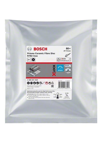 Bosch X-Lock Seramik Fiber Zımpara Diski R782 Prisma 115x22,23 mm 80+ Kum 