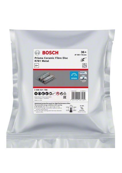 Bosch Seramik Fiber Zımpara Disk R781 Prisma 100 mm 36 Kum 