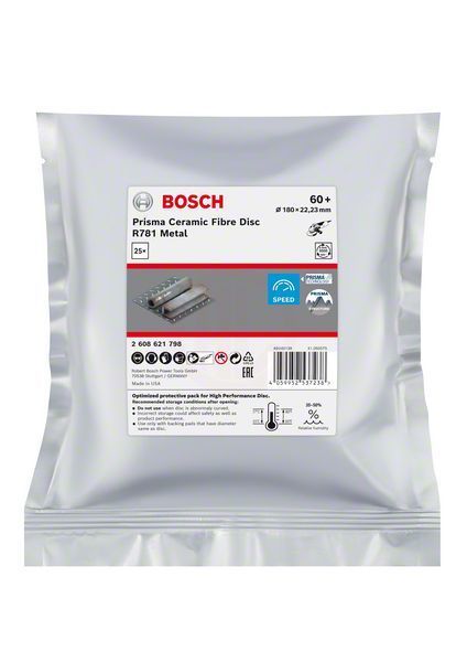 Bosch Seramik Fiber Zımpara Diski R781 Prisma 180x22,23 mm 60+ Kum 