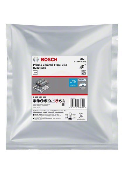 Bosch Seramik Fiber Zımpara Diski R782 Prisma 100 mm 36 Kum 