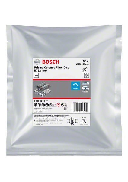 Bosch Seramik Fiber Zımpara Diski R782 Prisma 100 mm 60 Kum 