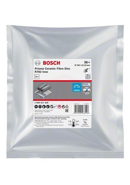 Bosch Seramik Fiber Zımpara Diski R782 Prisma 180x22,23 mm 36+ Kum 