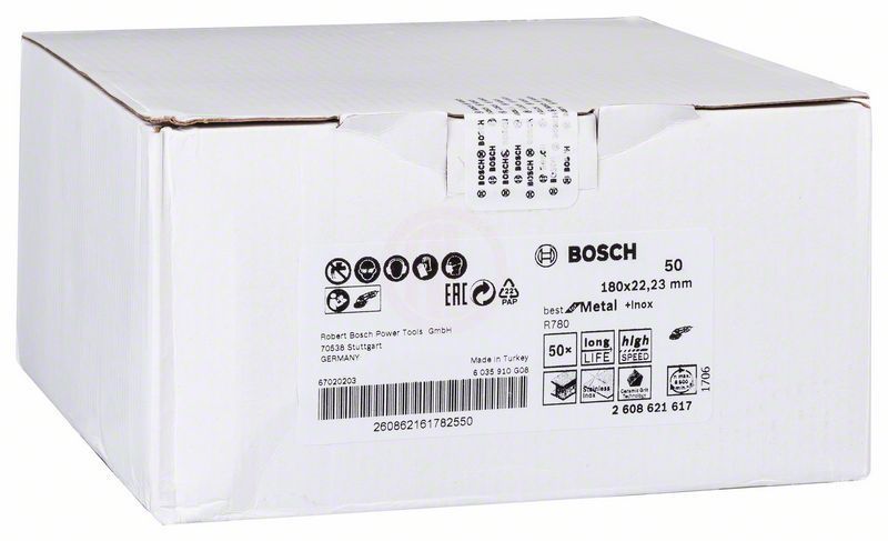 Bosch Seramik Fiber Zımpara Diski R780 Best For Metal + Inox 180x22,23 mm 50 Kum 