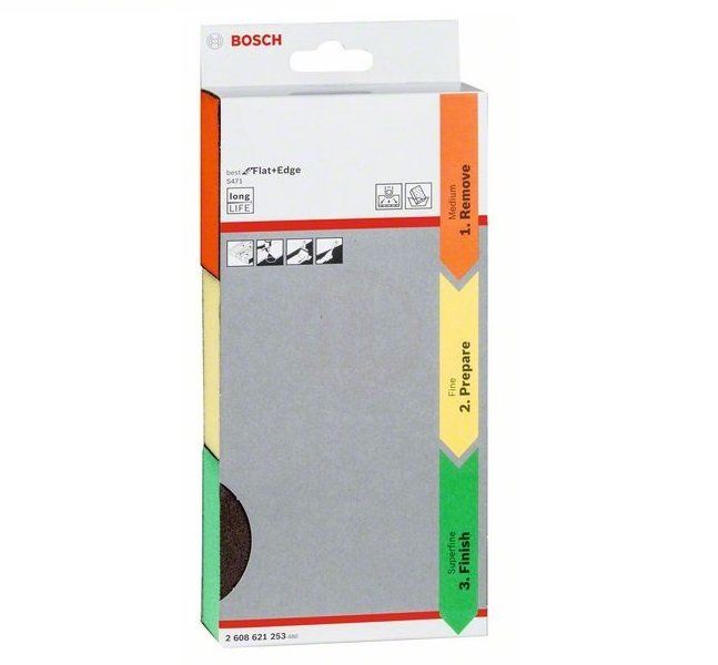 -Bosch Sünger Zımpara Dört Taraflı Takoz S471 Best For Flat Edges Set (3 Parça M+F+SF) 