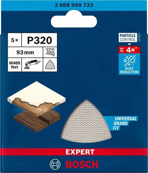 Bosch Ağ Zımpara Expert M480 93x93 mm 320 Kum (5 Adet) 
