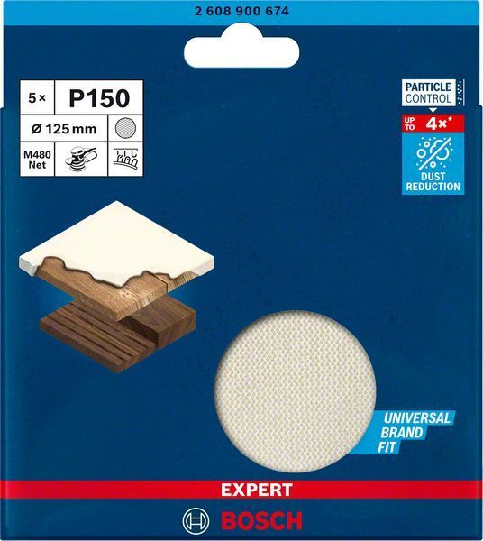 Bosch Ağ Zımpara Expert M480 Ø125 mm 150 Kum (5 Adet) 