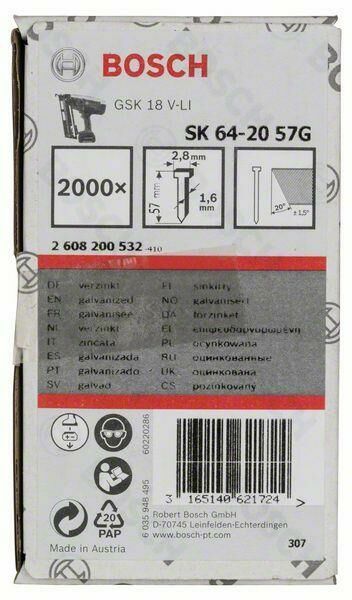 Gsk 18 V-Li İçin Galvaniz Başsız Çivi 57 Mm 2000 