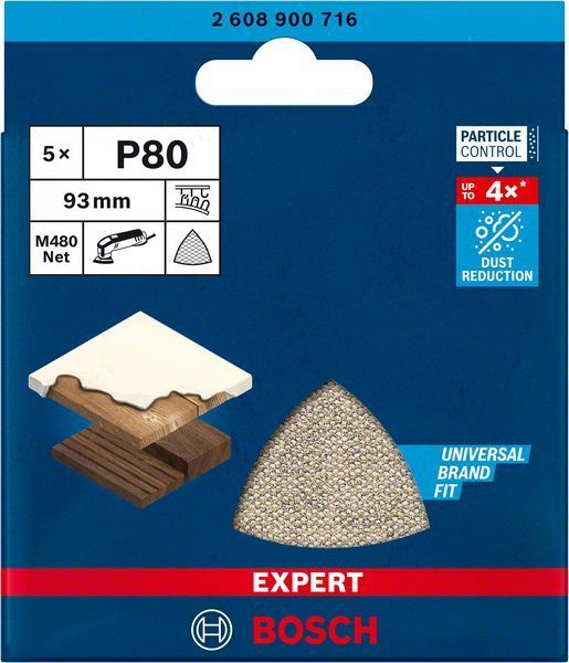 Bosch Ağ Zımpara Expert M480 93x93 mm 80 Kum (5 Adet) 