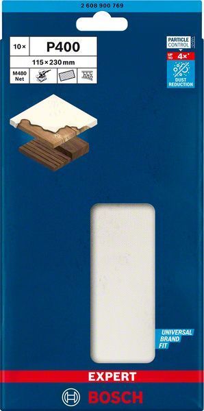 Bosch Ağ Zımpara Expert M480 115x230 mm 400 Kum (10 Adet) 