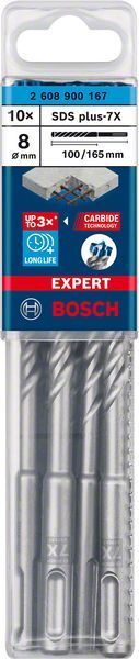 Bosch Kırıcı Delici Uç SDS-Plus-7X Expert 8x165 mm (10 Adet) 