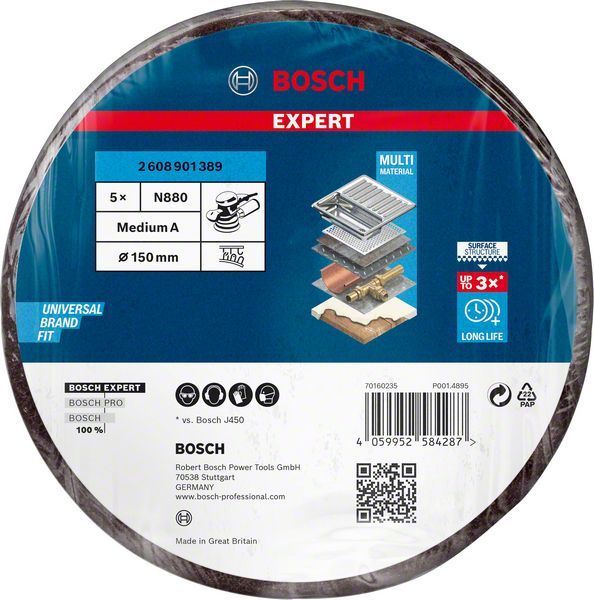 Bosch Fiber Disk Expert N880 Keçe Disk 150 mm 280 Kum (5 Adet) 