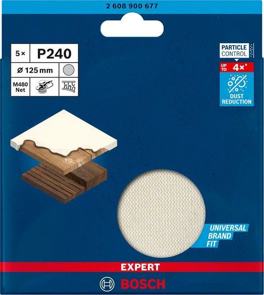 Bosch Ağ Zımpara Expert M480 Ø125 mm 240 Kum (5 Adet) 