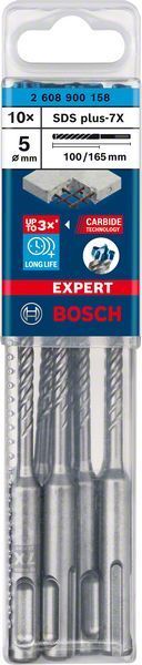 Bosch Kırıcı Delici Uç SDS-Plus-7X Expert 5x165 mm (10 Adet) 