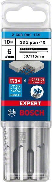 Bosch Kırıcı Delici Uç SDS-Plus-7X Expert 6x115 mm (10 Adet) 