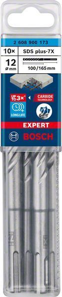 Bosch Kırıcı Delici Uç SDS-Plus-7X Expert 12x165 mm (10 Adet) 