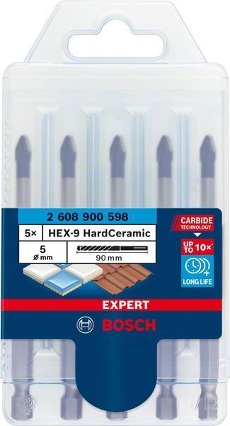 Bosch Seramik Matkap Ucu Expert HEX-9 HardCeramic Set 5 mm (5 Adet) 