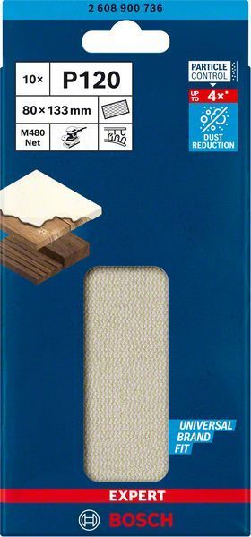Bosch Ağ Zımpara Expert M480 80x133 mm 120 Kum (10 Adet) 