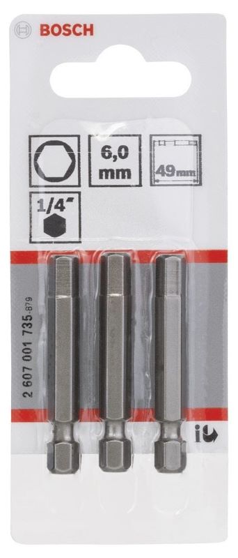 Bosch Vidalama Ucu Extra Hard HEX6x49 mm (3 Adet) 
