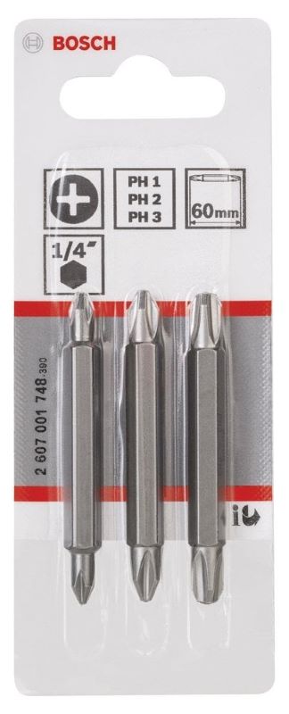 Bosch Vidalama Ucu Çift Taraflı Extra Hard Set PH11/22/33x60 mm (3 Parça) 