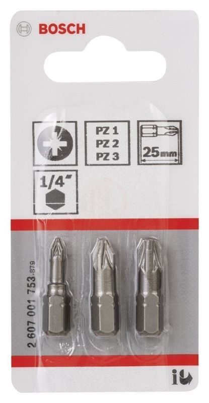 Bosch Vidalama Ucu Extra Hard Set 25 mm (3 Parça PZ1/2/3) 