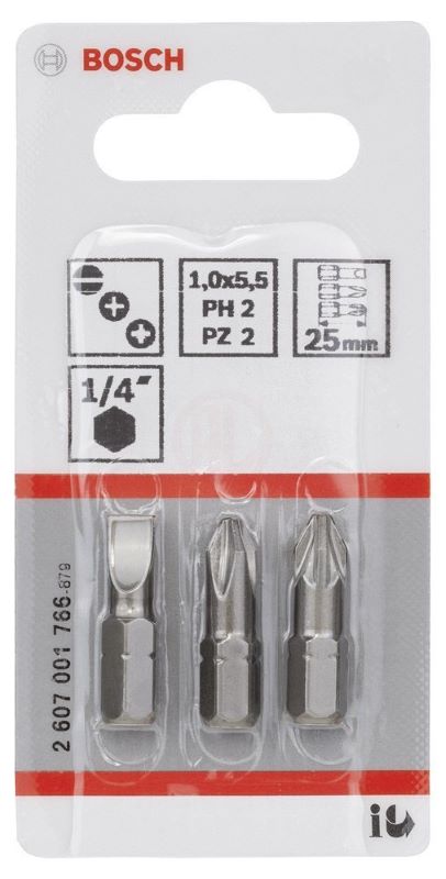 Bosch Vidalama Ucu Extra Hard Set 25 mm (3 Parça PH2/PZ2/S) 
