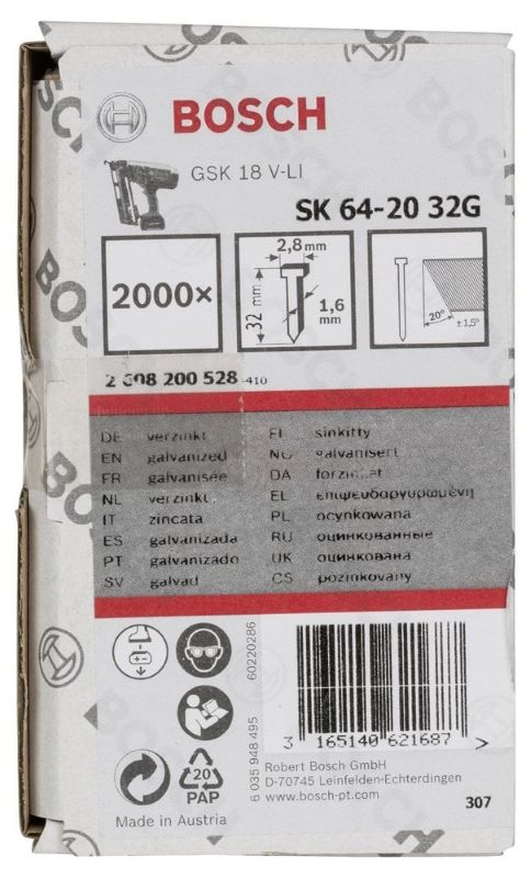 Gsk 18 V-Li İçin Galvaniz Başsız Çivi 32 Mm 2000 L Li 