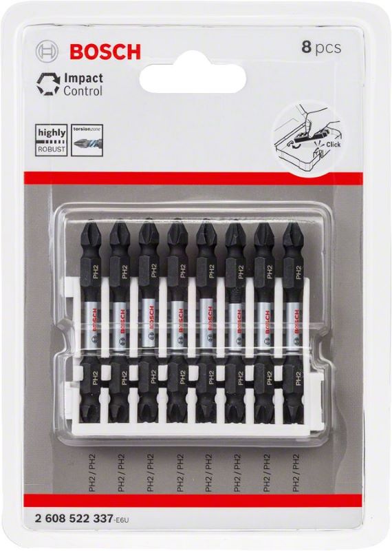 Bosch Vidalama Ucu Çift Taraflı Impact Control PH2-PH2x65 mm (8 Adet) 