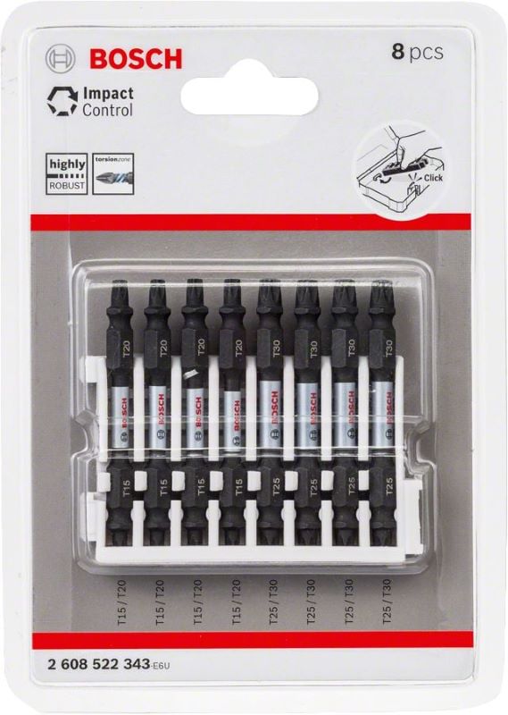 Bosch Vidalama Ucu Çift Taraflı Impact Control T15-T20x65 mm (8 Adet) 