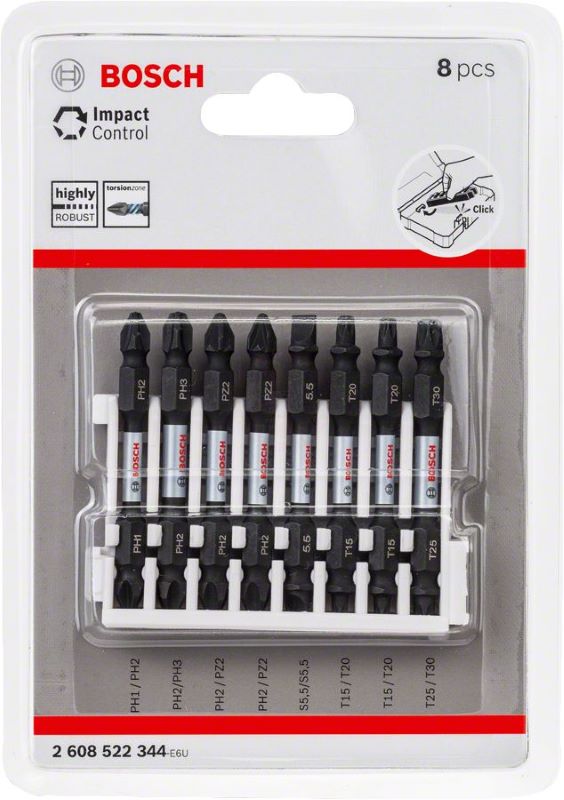 Bosch Vidalama Ucu Çift Taraflı Impact Control Set 65 mm (8 Parça) 