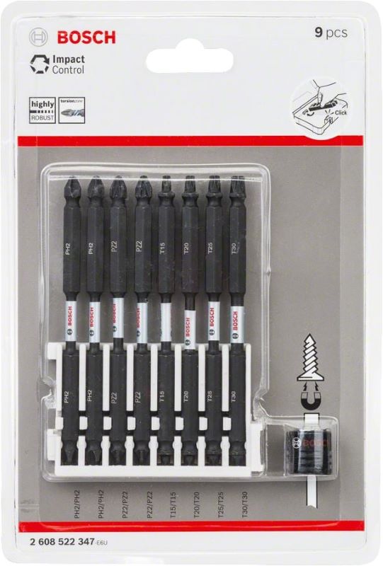Bosch Vidalama Ucu Çift Taraflı Impact Control Set 110 mm (9 Parça) (Mıknatıslı Tutucu) 