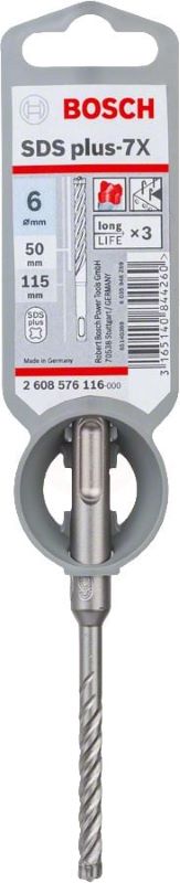 - Bosch SDS Plus-7X Kırıcı Delici Uç 6,0x115 mm (1 Adet) 