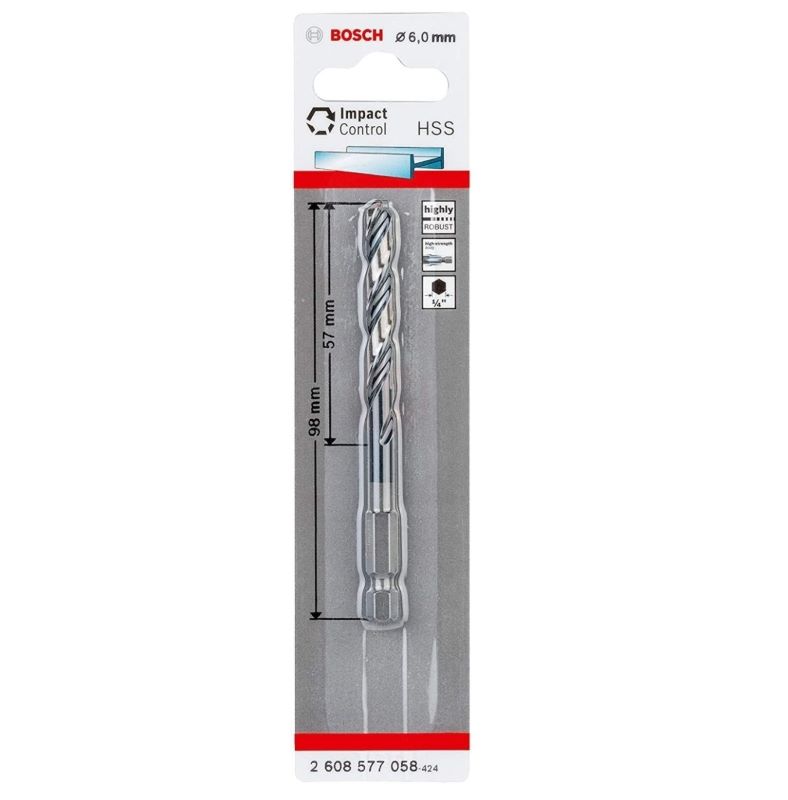 Bosch Metal Matkap Ucu Impact Control HSS Altıgen Şaft 6,0x98 mm 