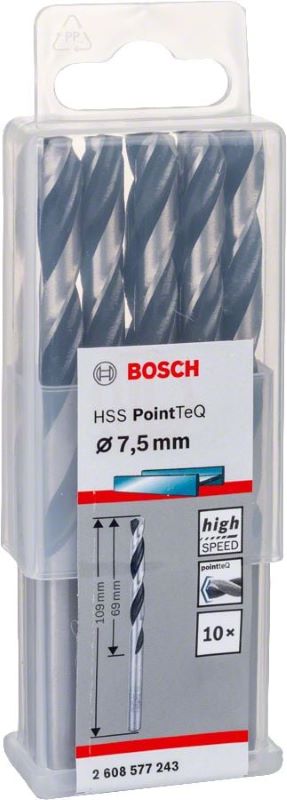 Bosch Metal Matkap Ucu HSS PointTeQ (DIN 338) 7,5 mm (10 Adet) 