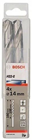 Bosch Metal Matkap Ucu HSS-G DIN 338 (Gümüş) 14,0x160 mm (4 Adet) 