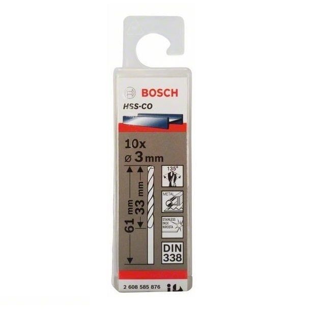 Bosch Metal Matkap Ucu HSS-Co DIN 338 (Altın) 3,0x61 mm (10 Adet) 