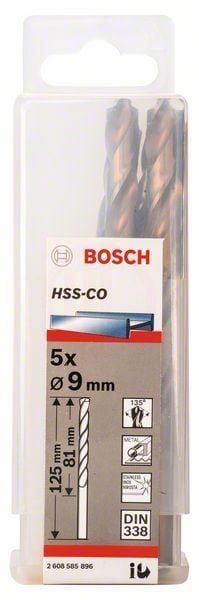 Bosch Metal Matkap Ucu HSS-Co DIN 338 (Altın) 9,0x125 mm (5 Adet) 