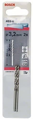 Bosch Metal Matkap Ucu HSS-G DIN 338 (Gümüş) 3,2x65 mm (2 Adet) 