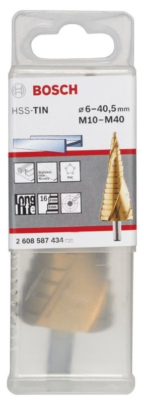 Bosch Spiral Kanallı HSS-TiN 16 Kademeli Matkap Ucu Üç Yüzeyli Şaft M10- M40 