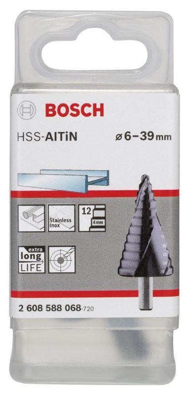 Bosch Spiral Kanallı HSS-AlTiN 12 Kademeli Matkap Ucu Üç Yüzeyli Şaft Ø6-39 mm 