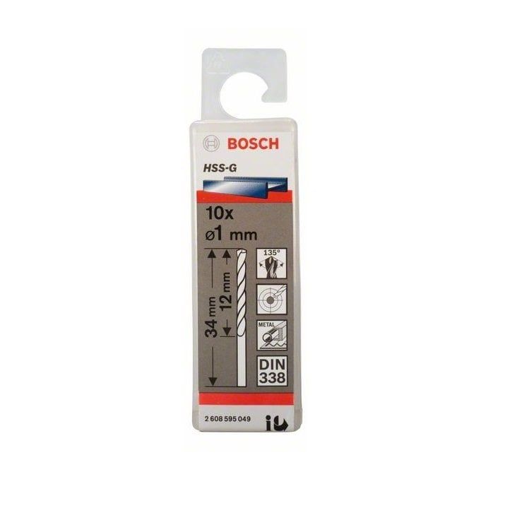 Bosch Metal Matkap Ucu HSS-G DIN 338 (Gümüş) 1,0x34 mm (10 Adet) 