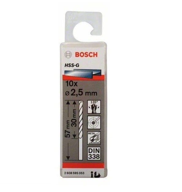Bosch Metal Matkap Ucu HSS-G DIN 338 (Gümüş) 2,5x57 mm (10 Adet) 