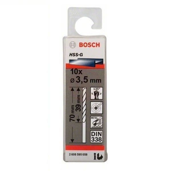 Bosch Metal Matkap Ucu HSS-G DIN 338 (Gümüş) 3,5x70 mm (10 Adet) 