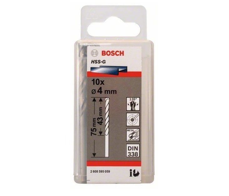 Bosch Metal Matkap Ucu HSS-G DIN 338 (Gümüş) 4,0x75 mm (10 Adet) 